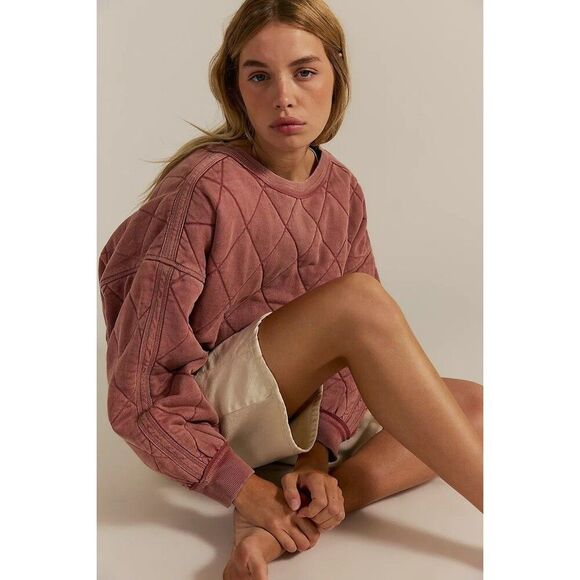 Free People We The Free Mirage Pullover Sweatshirt Top Diamond Quilted S 283932 - Picture 4 of 9